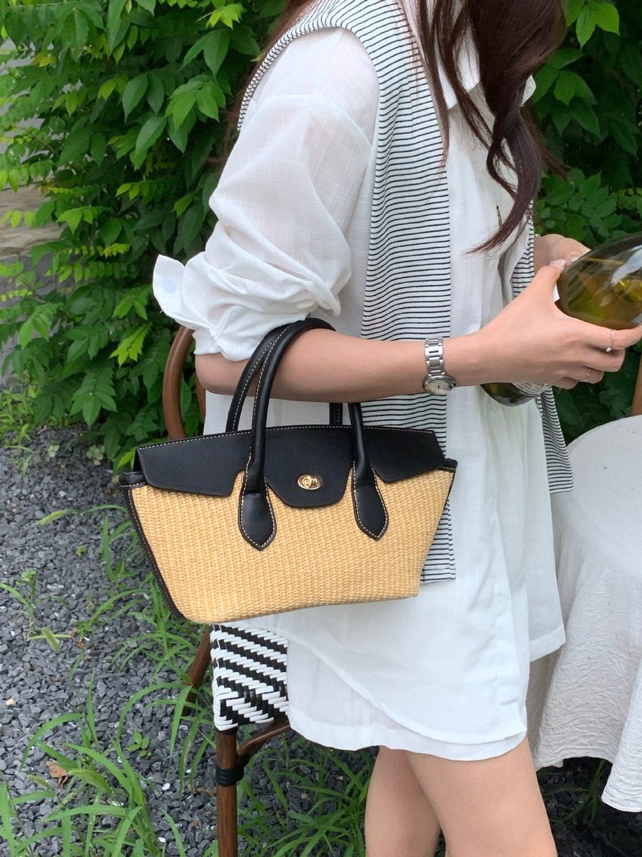 Sac Bandoulière Panier en Tissage Paille view 6