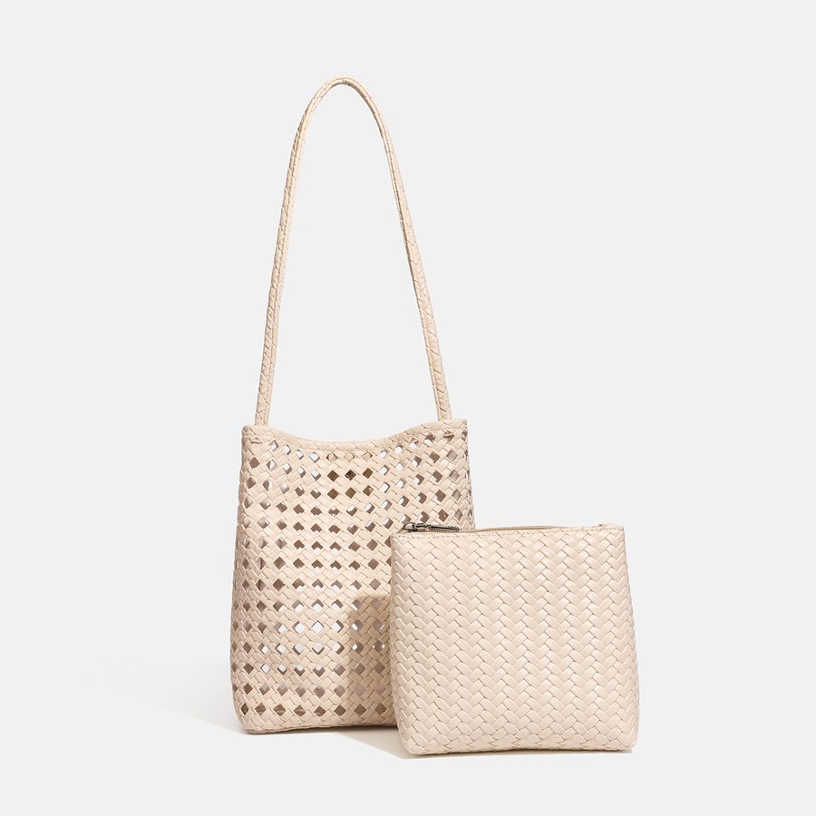 Hollow-Out Woven Bucket Tote Bag view 10
