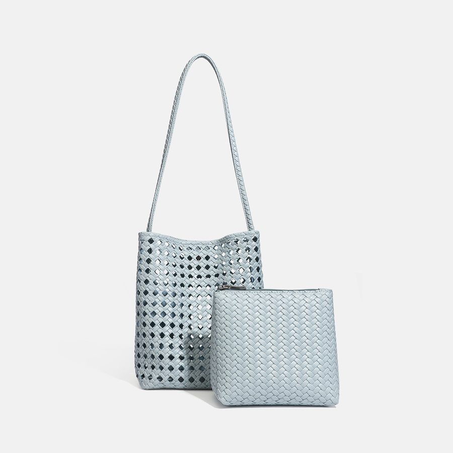 Hollow-Out Woven Bucket Tote Bag view 12