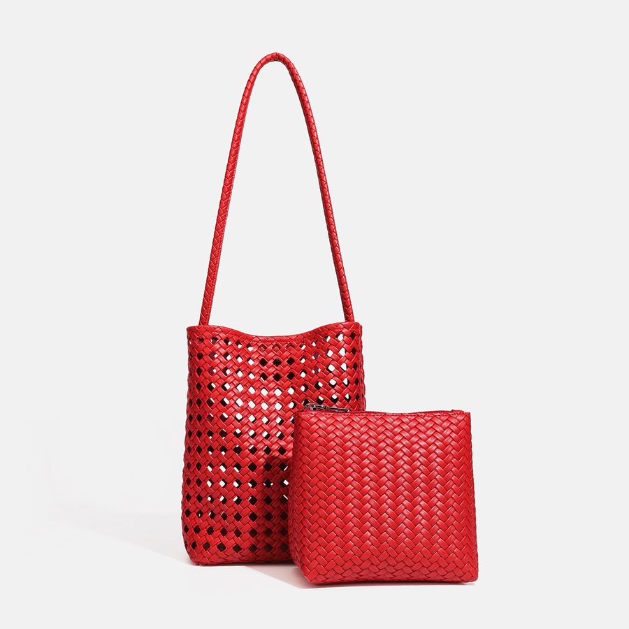 Hollow-Out Woven Bucket Tote Bag view 2