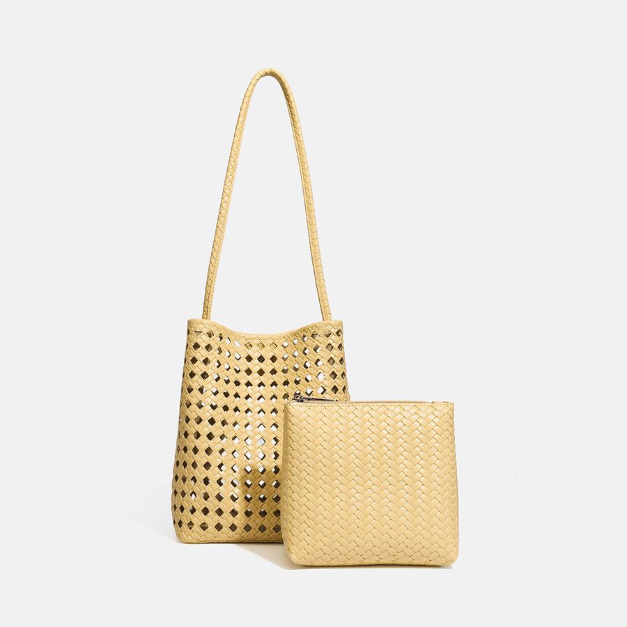Hollow-Out Woven Bucket Tote Bag view 3