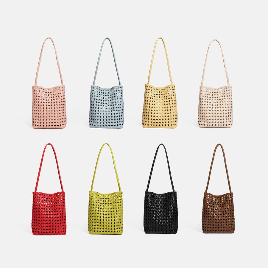 Hollow-Out Woven Bucket Tote Bag view 4
