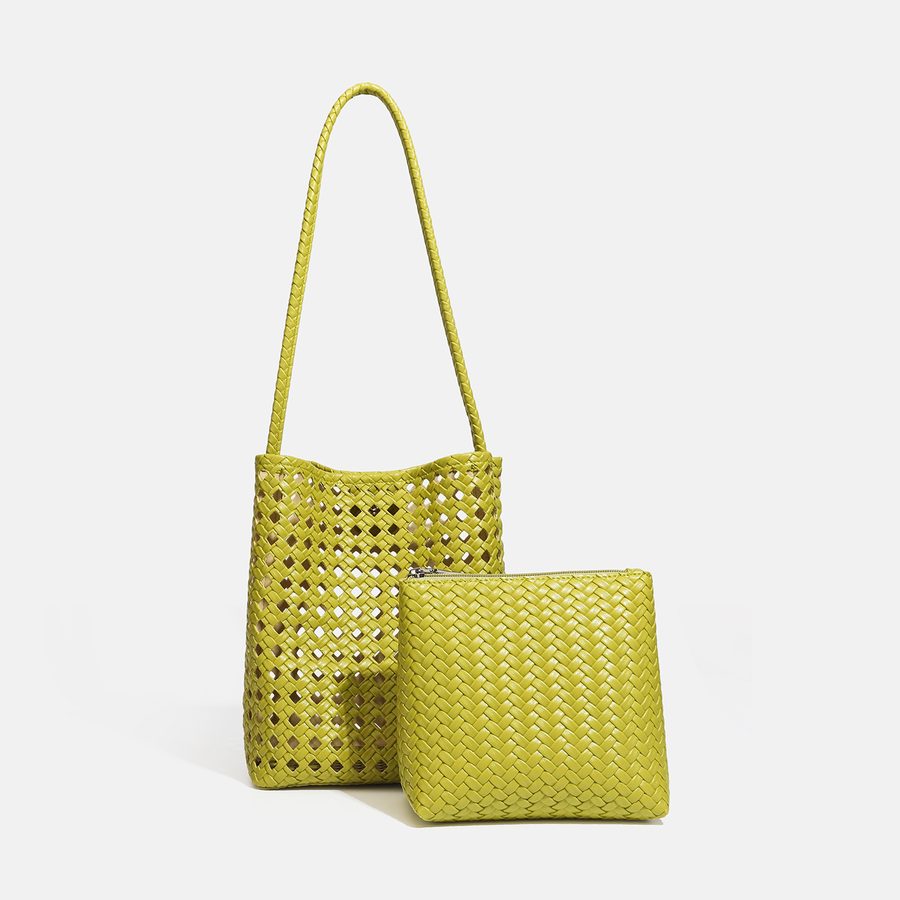 Hollow-Out Woven Bucket Tote Bag view 6