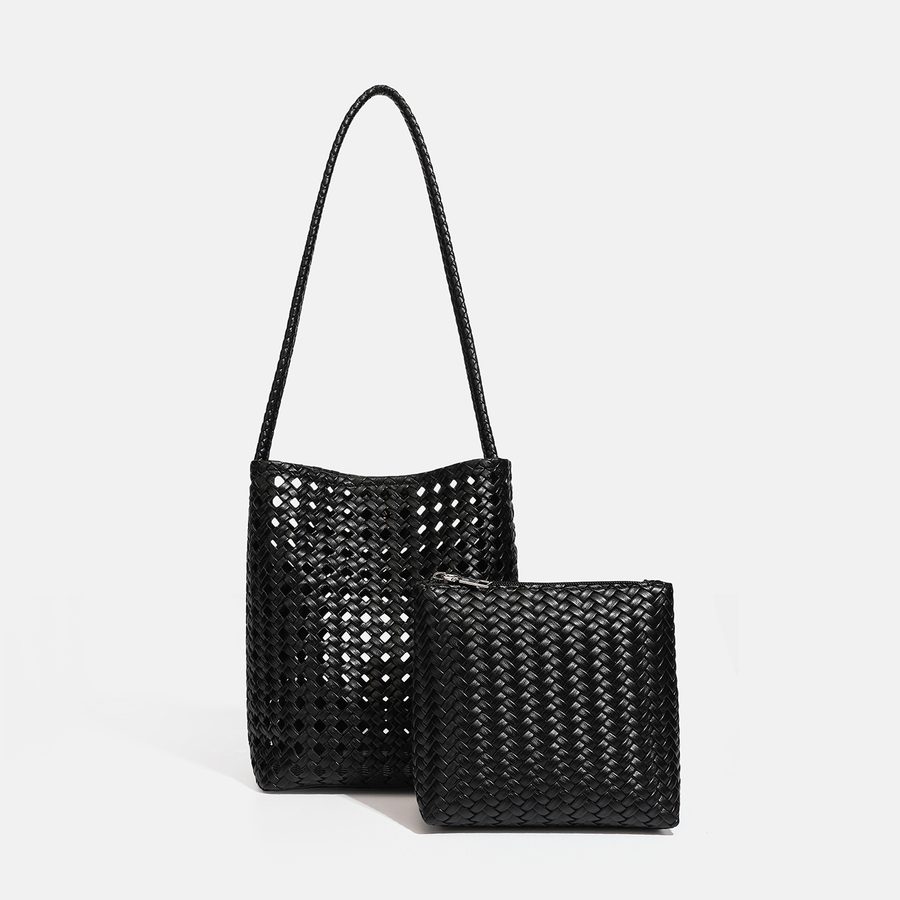 Hollow-Out Woven Bucket Tote Bag view 7