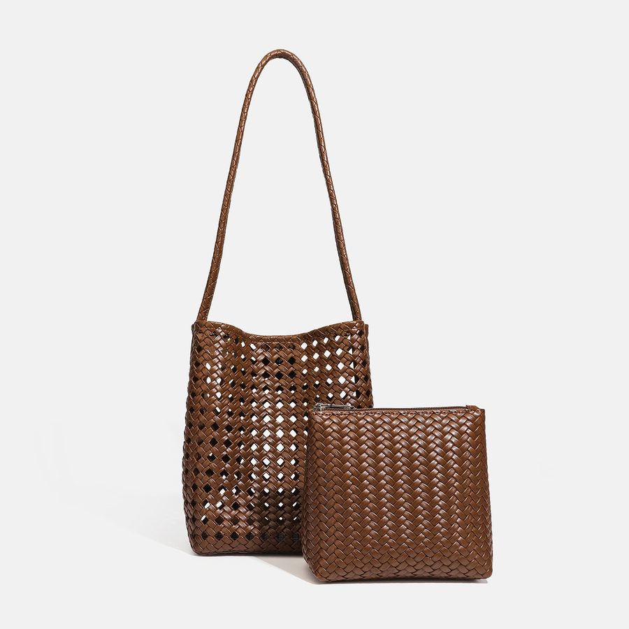 Hollow-Out Woven Bucket Tote Bag view 9