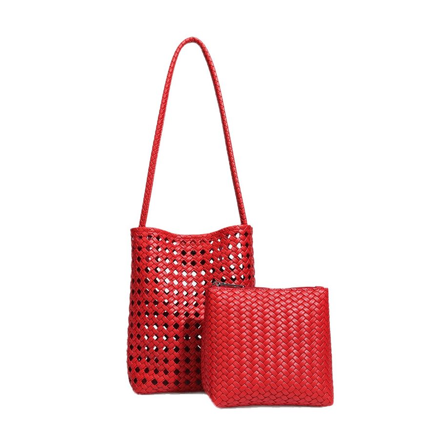 Weiche Leder geflochtene Korb-Schultertasche view 5