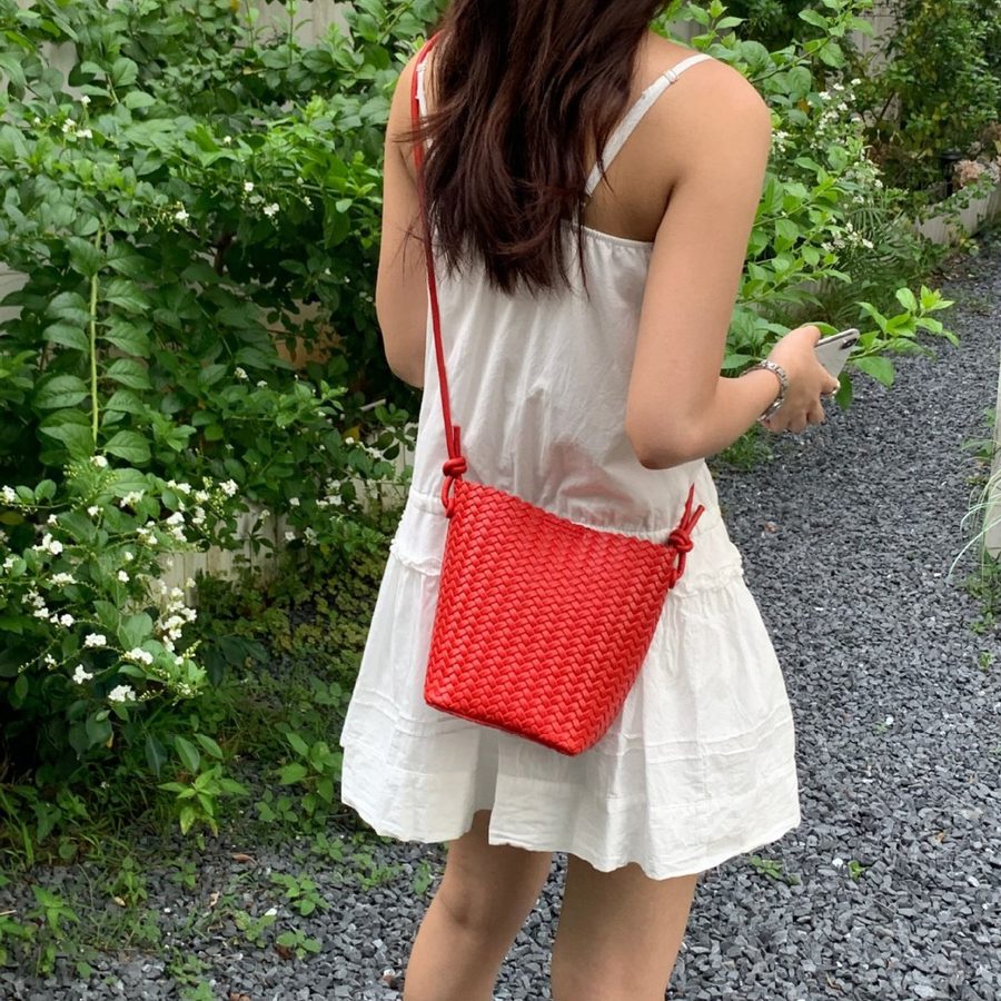 Woven Bucket Shoulder Crossbody Bag view 4
