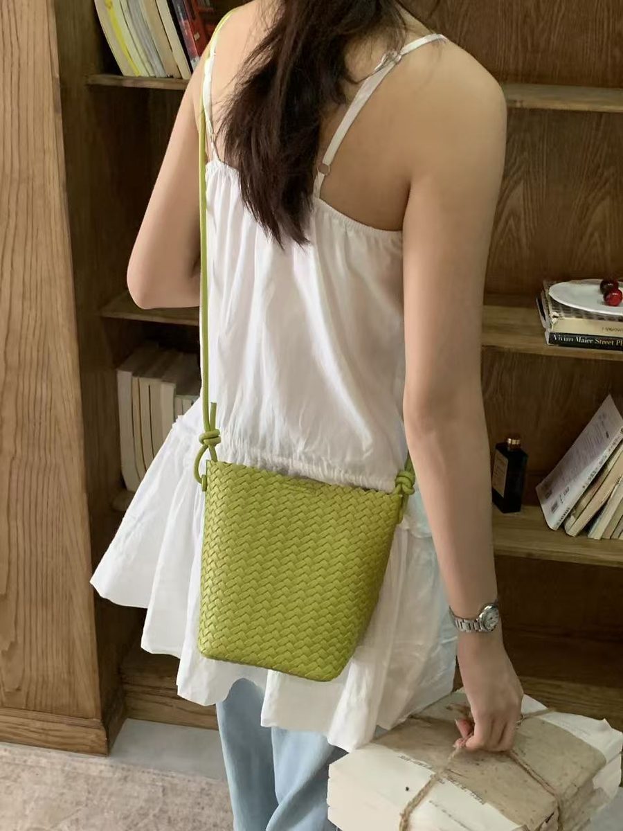 Woven Bucket Shoulder Crossbody Bag view 8