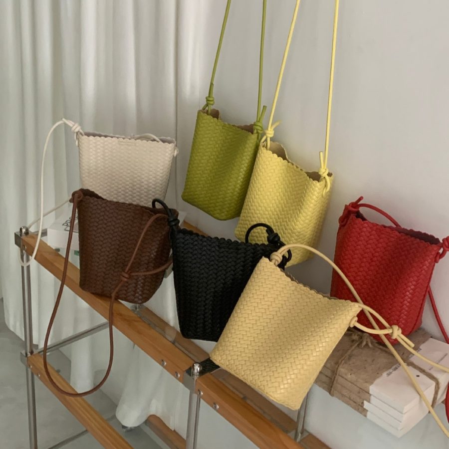 Woven Bucket Crossbody Phone Bag