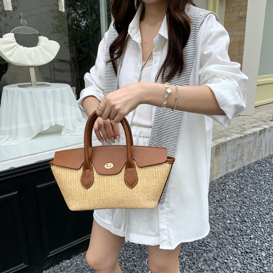 Woven Straw Basket Crossbody Bag view 3