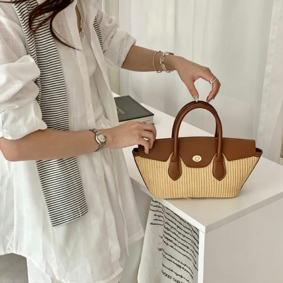 Woven Straw Basket Crossbody Bag view 4