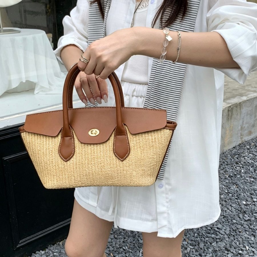 Raffia Woven Basket Tote Bag