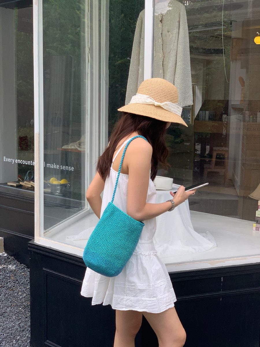Red Handwoven Bucket Bag view 8