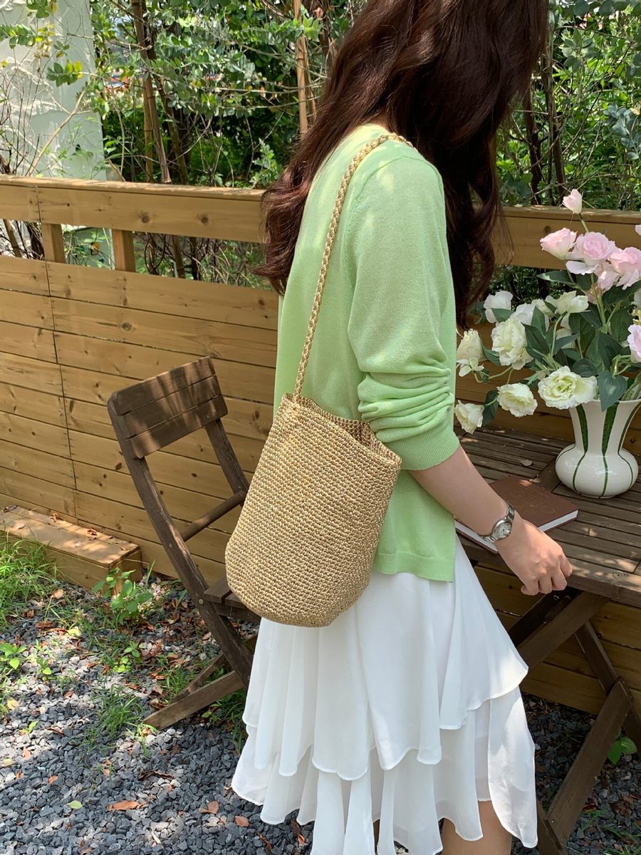 Red Handwoven Bucket Bag view 9