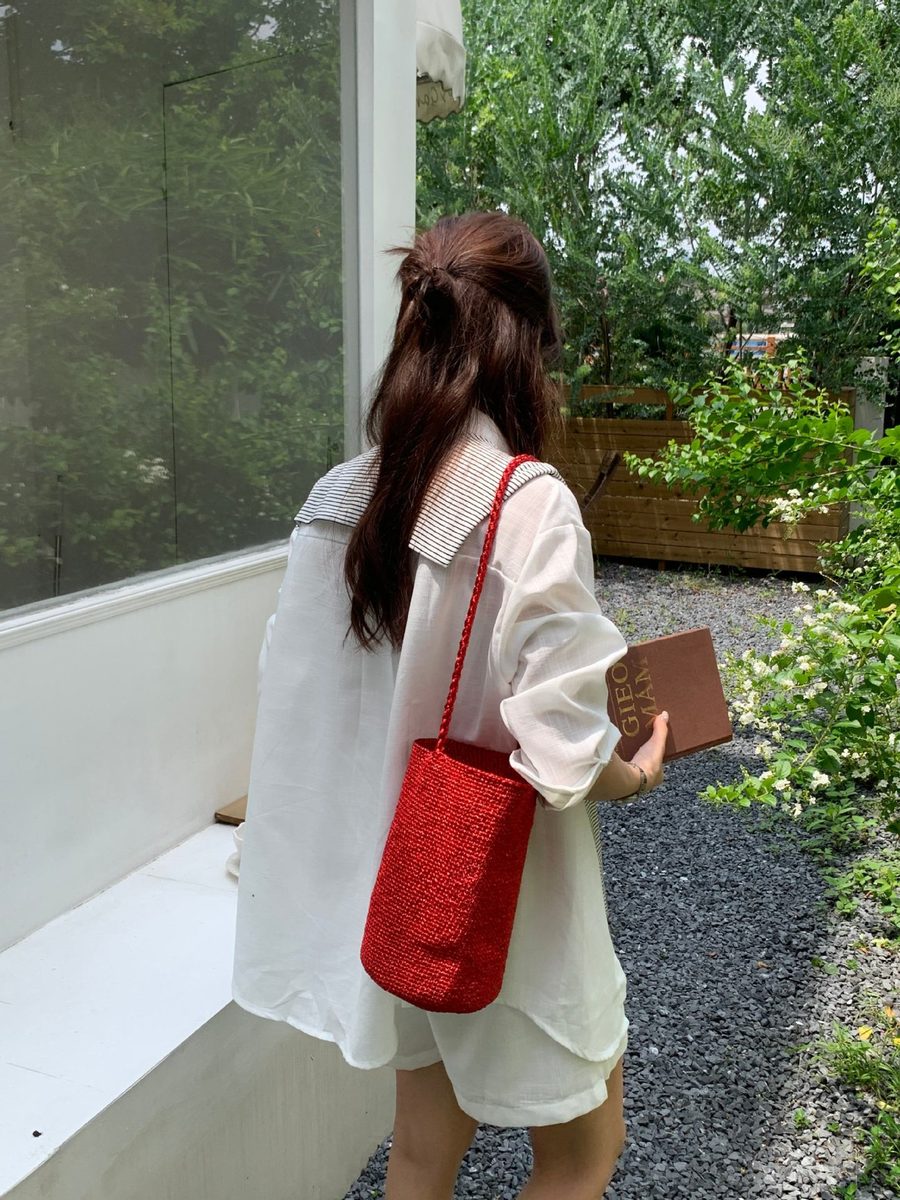 Blaue handgewebte Bucket Bag view 10