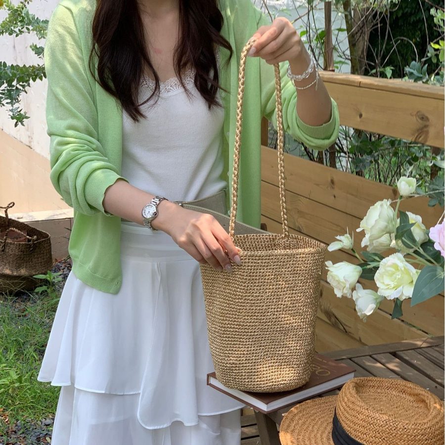 Blaue handgewebte Bucket Bag view 3