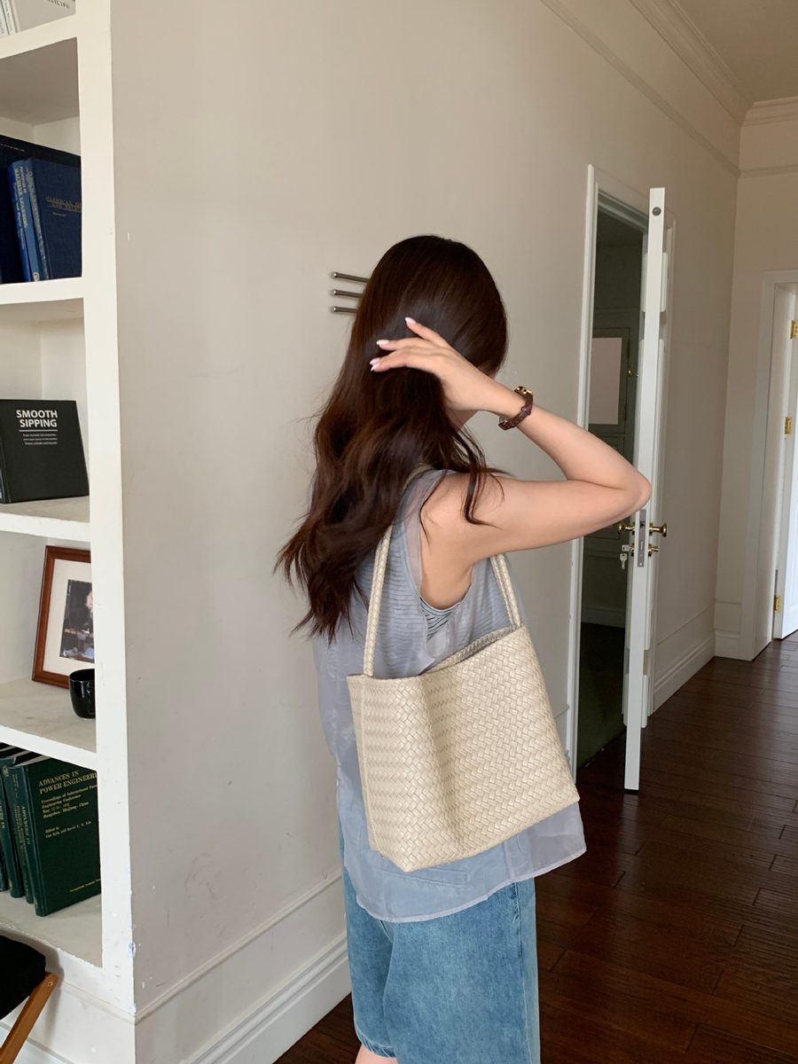 Woven Basket Top-Handle Shoulder Bag view 9