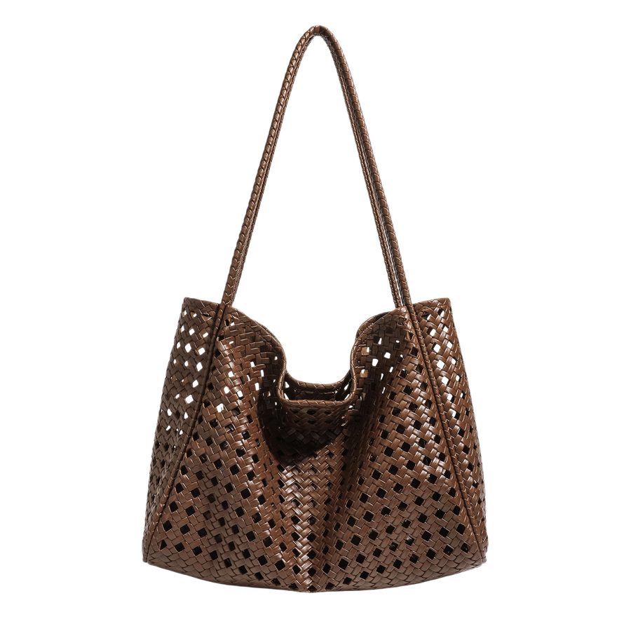 Openwork Woven Basket Tote Bag view 5