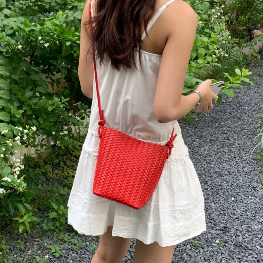 Woven Bucket Crossbody Bag