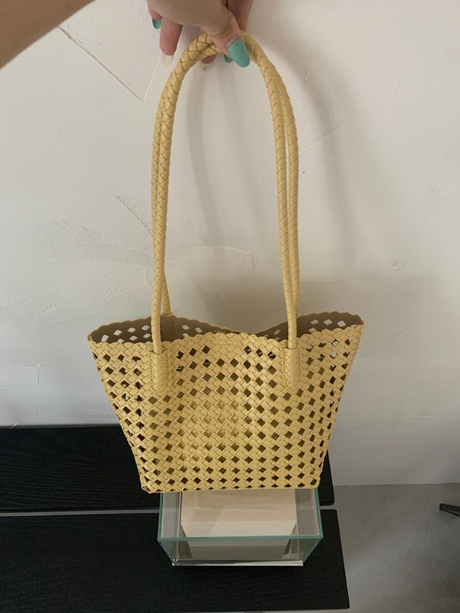 Soft Leather Woven Basket Tote Bag view 11