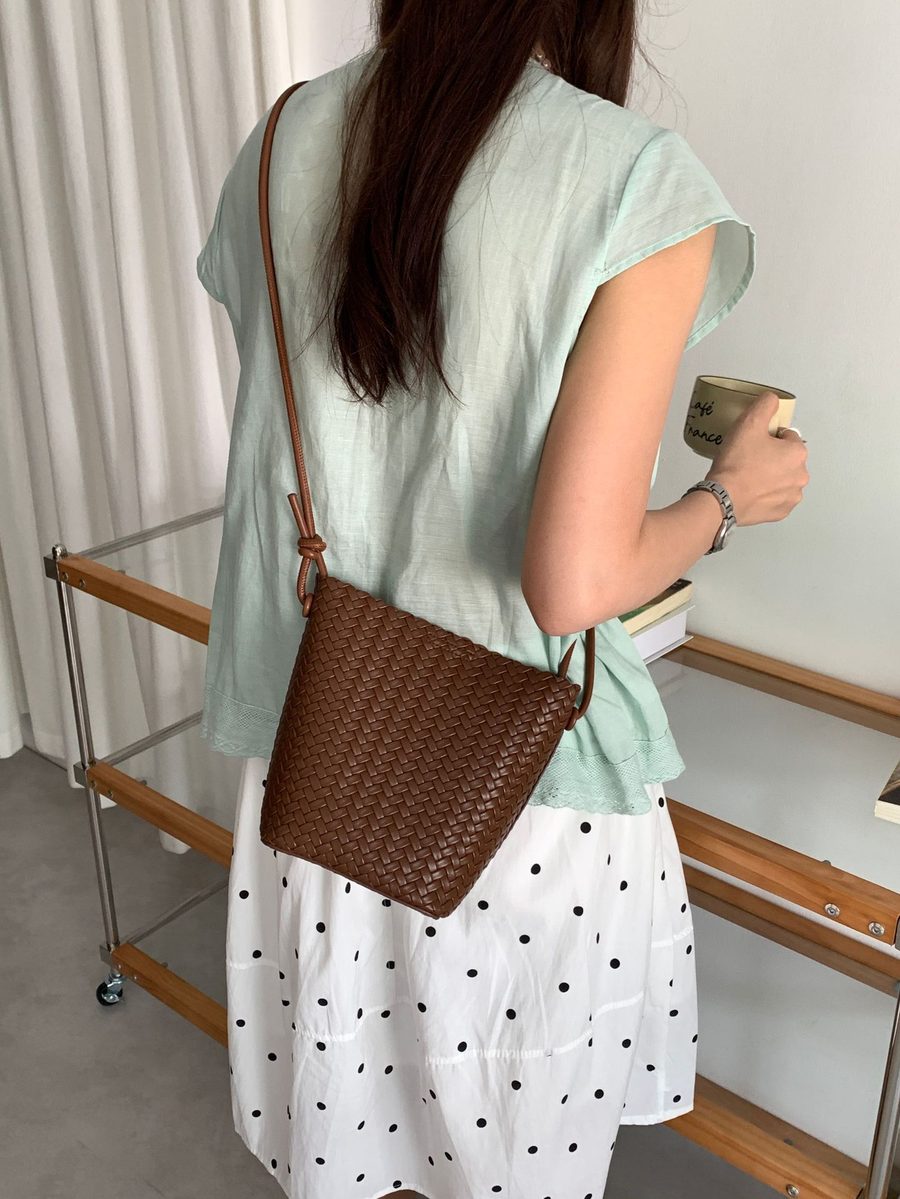 Woven Bucket Bag Casual Crossbody Mini view 10