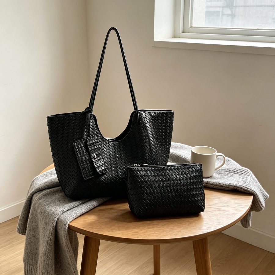 Woven Basket Bucket Tote Bag Large