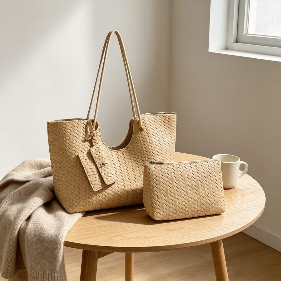 Geflochtene Korb-Bucket-Tote-Tasche groß view 2