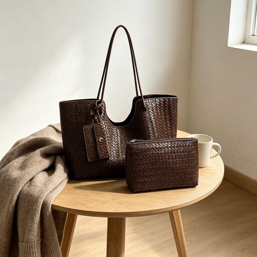 Geflochtene Korb-Bucket-Tote-Tasche groß view 3