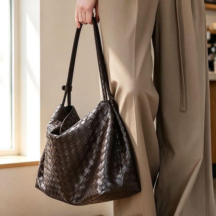 Woven Tote Dumpling Bucket Shoulder Bag