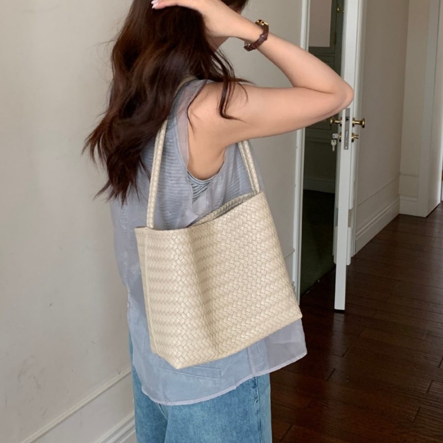 Woven Basket Top-Handle Shoulder Bag Retro