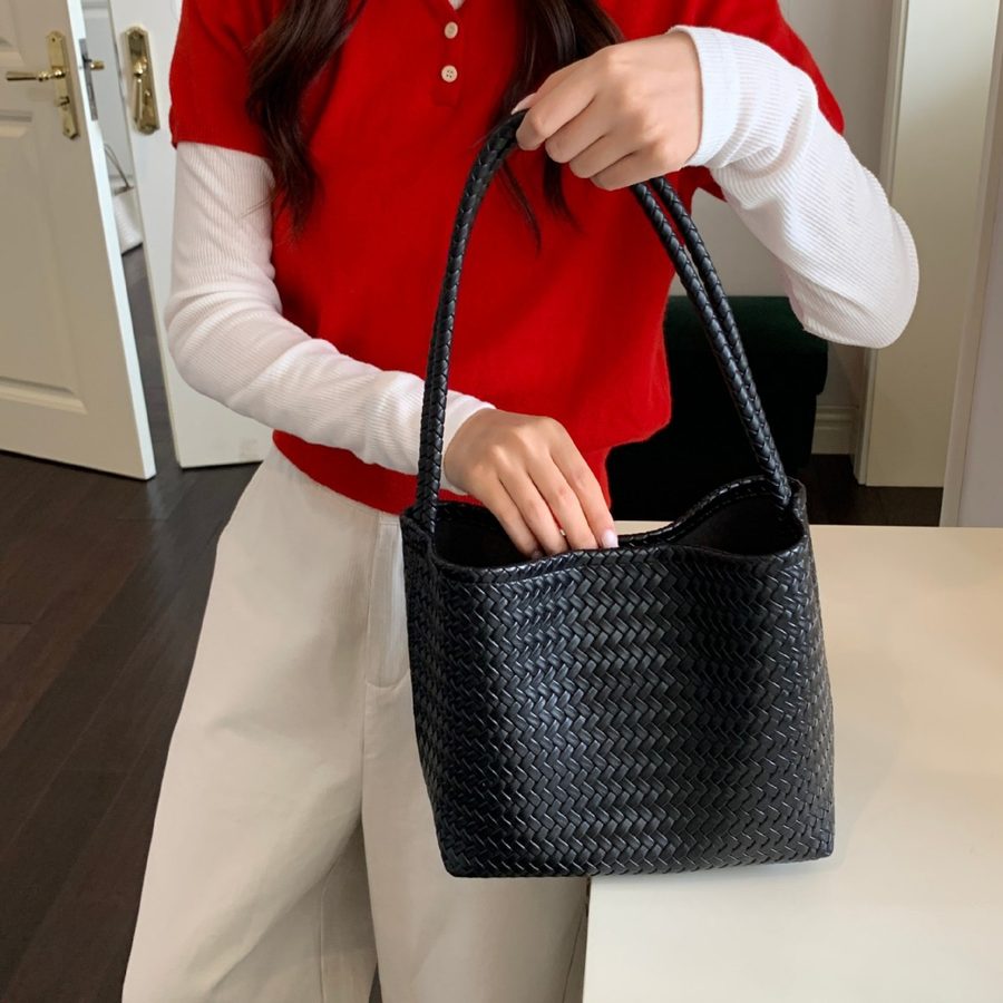 Woven Basket Top-Handle Shoulder Bag Retro view 2