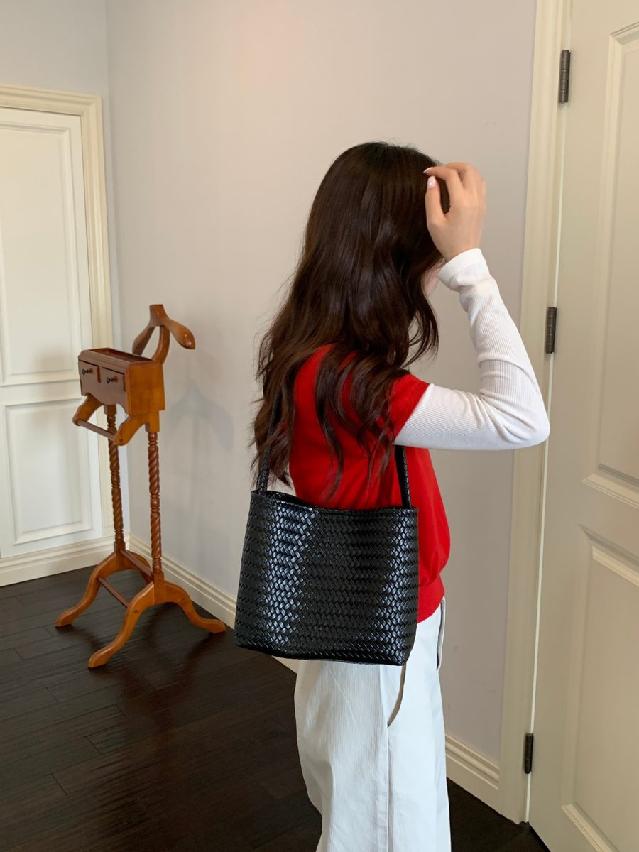 Woven Basket Top-Handle Shoulder Bag Retro view 6