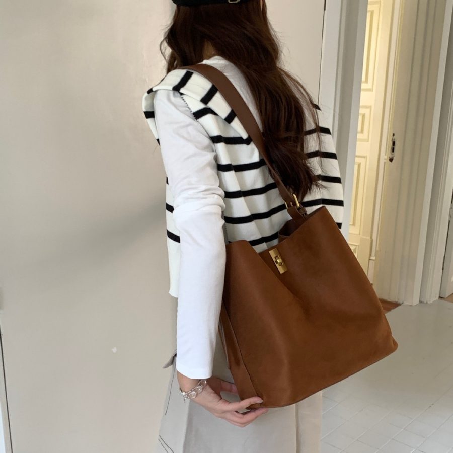 Suede Bucket Bag Large Crossbody Shoulder