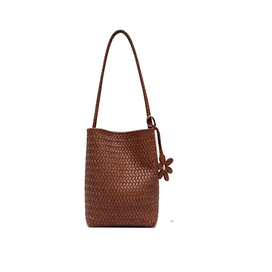 Sac seau fleur tissé bandoulière épaule view 5