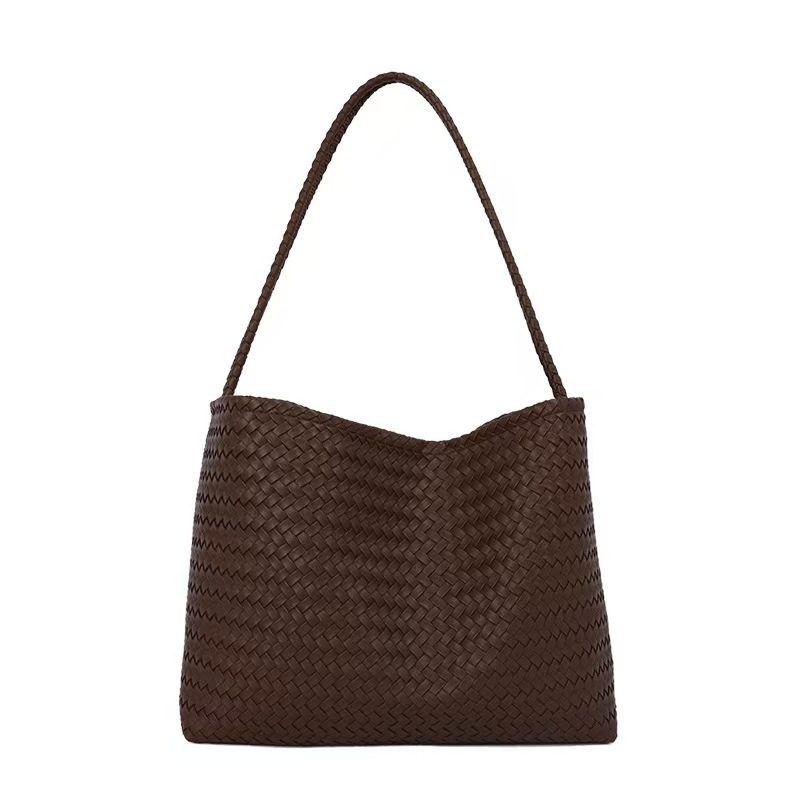 Woven Bucket Bag Shoulder Minimalist Retro view 5