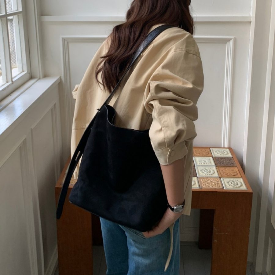 Leopard Print Suede Bucket Bag Crossbody Shoulder