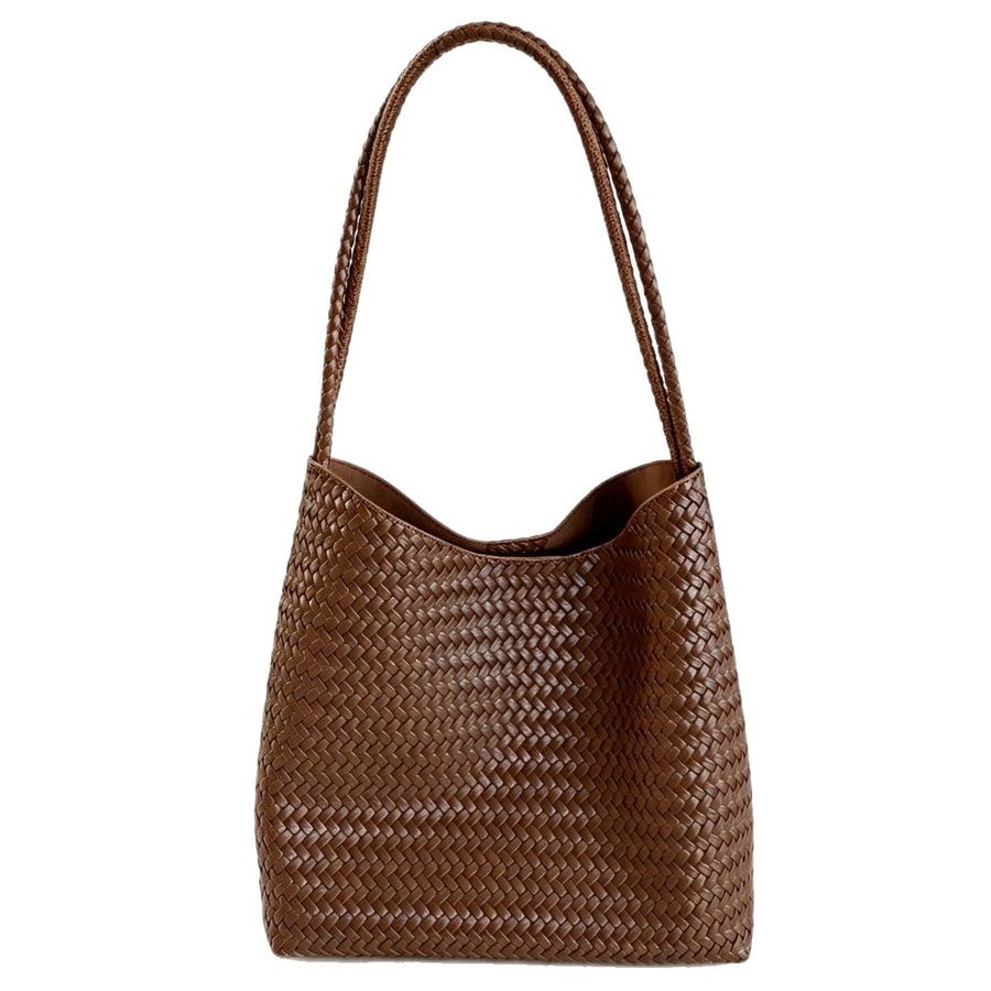 Woven Bucket Bag Soft Leather Shoulder Crossbody view 5