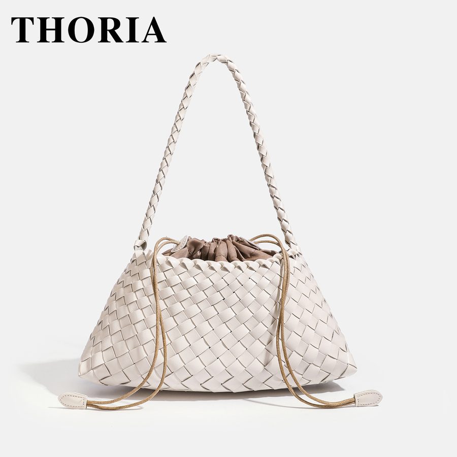 Handwoven Basket Bucket Bag Top-Handle Shoulder view 11