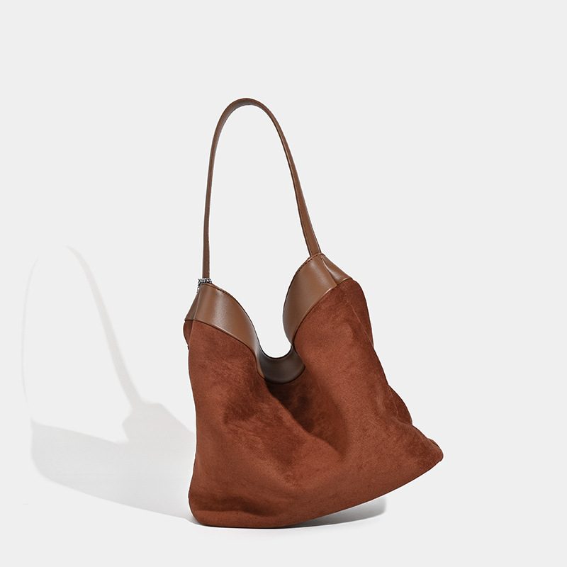 Frosted Leather Bucket Shoulder Bag