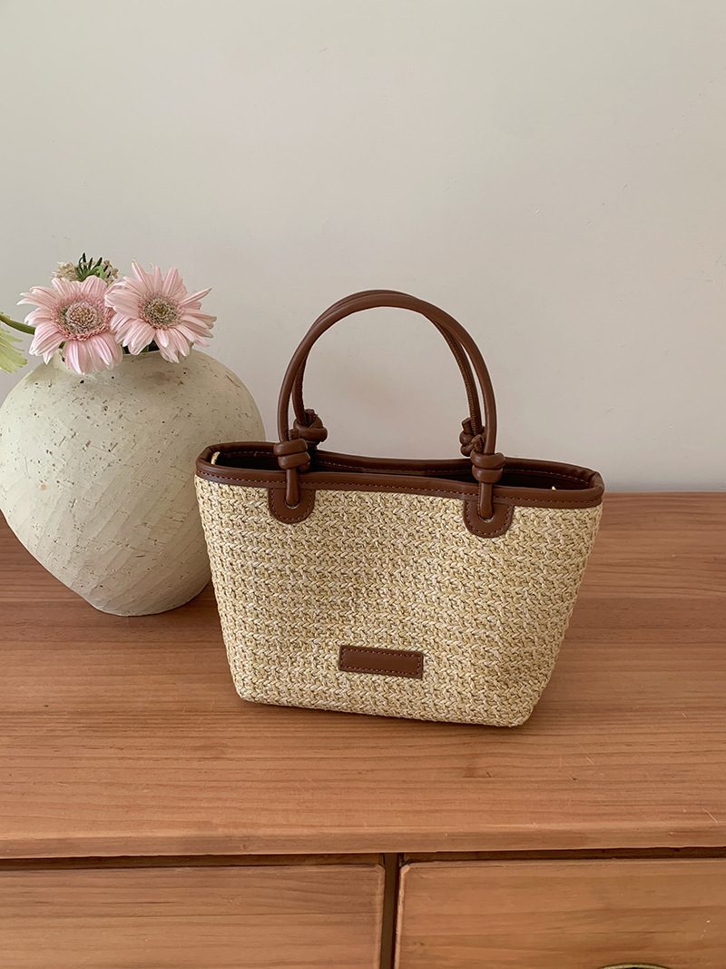 Woven Straw Basket Bucket Crossbody Bag view 6