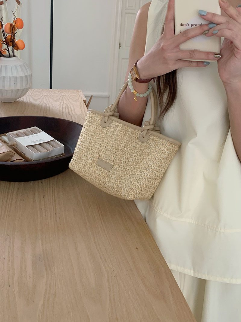 Woven Straw Basket Bucket Crossbody Bag view 7