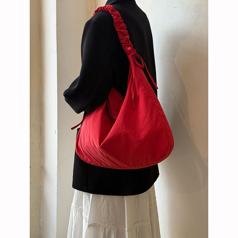 Pleated Drawstring Cloud Bucket Bag view 2