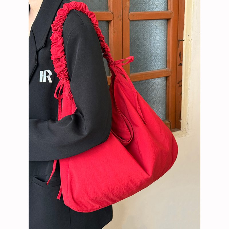 Pleated Drawstring Cloud Bucket Bag view 3