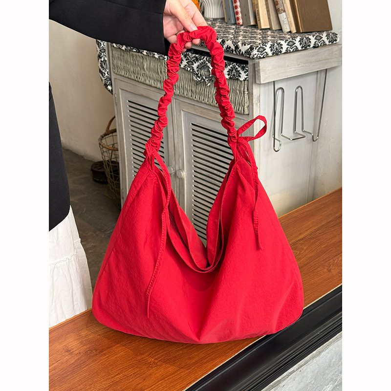 Pleated Drawstring Cloud Bucket Bag view 6