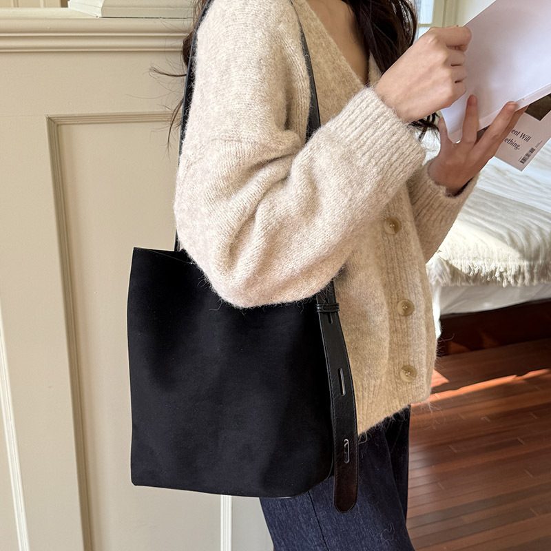 Suede Leopard Bucket Tote Bag view 4