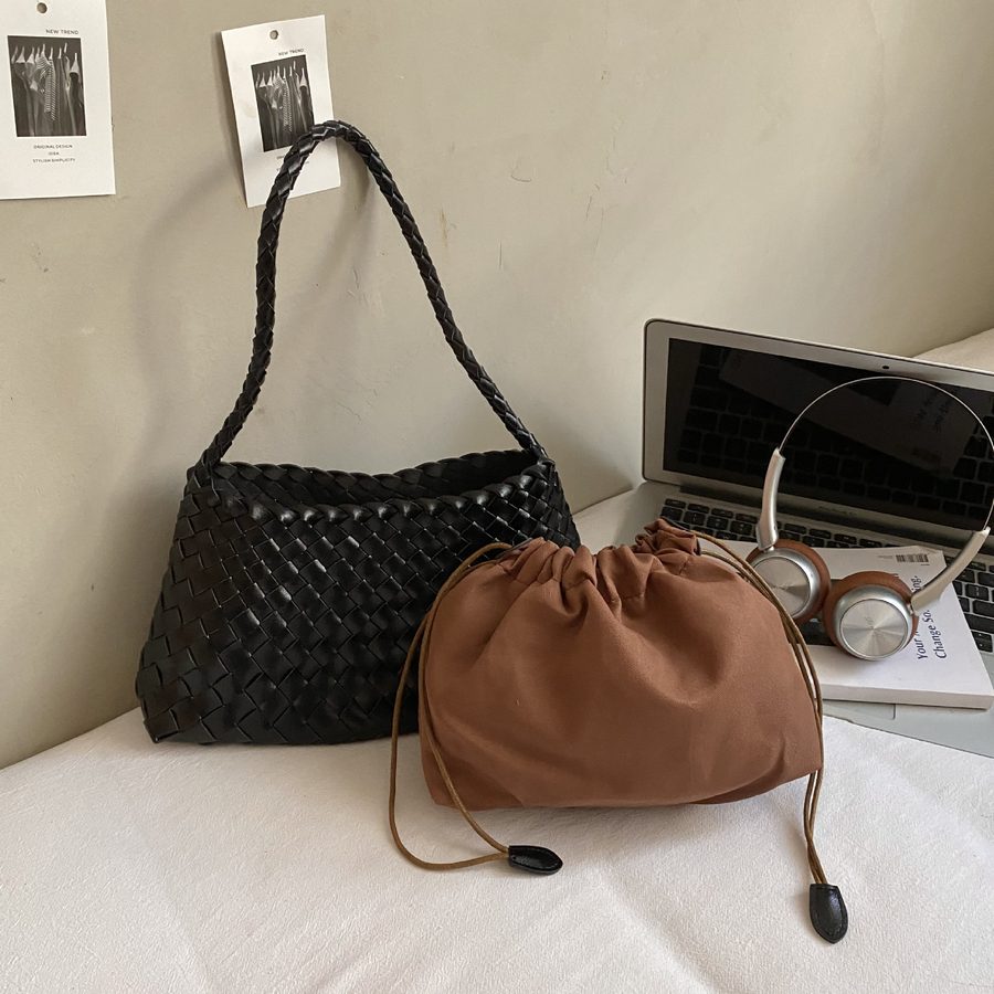 Gewebte PU Bucket Bag French Vacation Style view 7