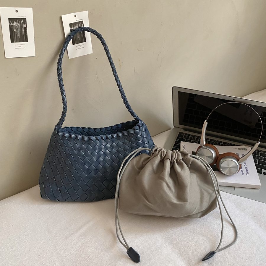 Gewebte PU Bucket Bag French Vacation Style view 8