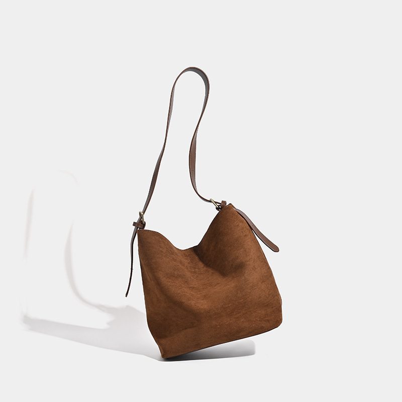 Suede Bucket Bag Large Capacity Crossbody Tote view 3