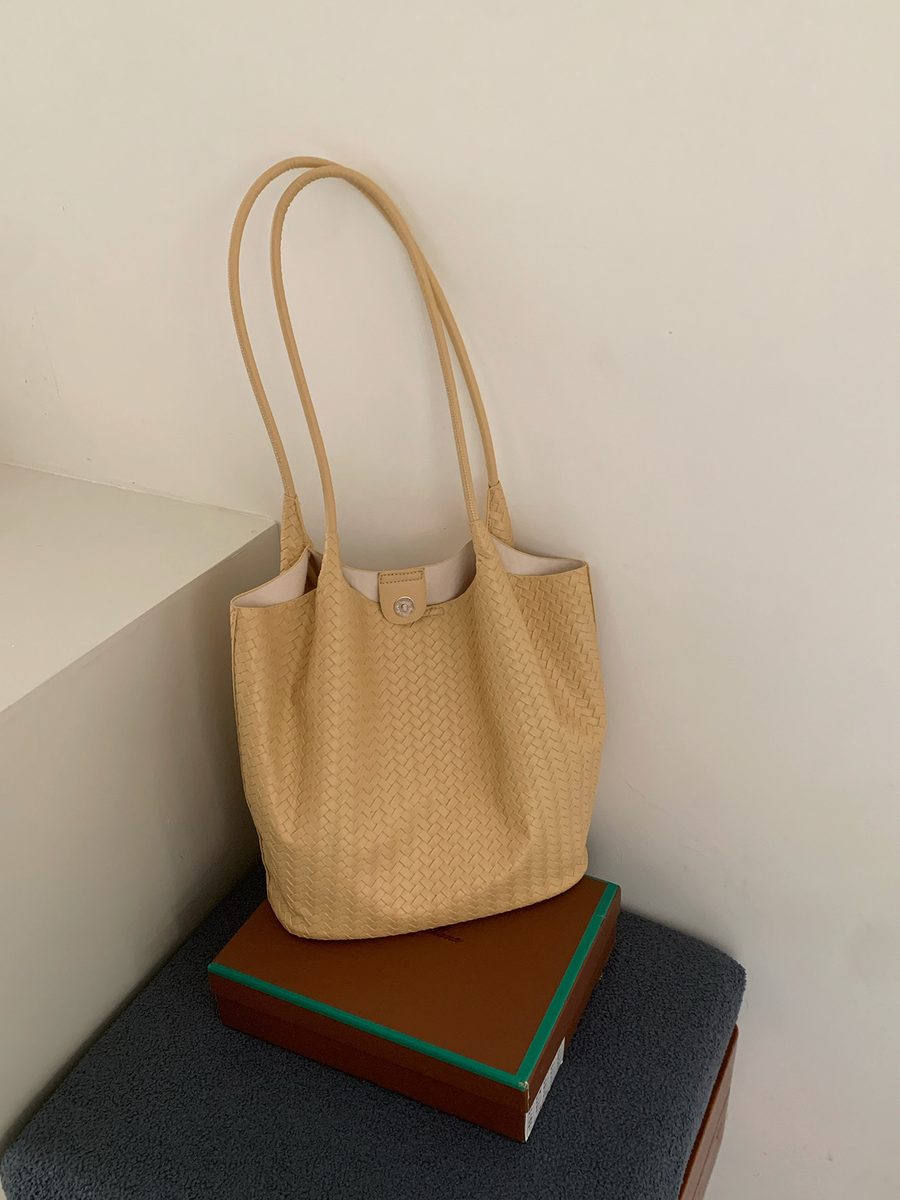 Woven Tote Bucket Bag Large Capacity Top-Handle view 6