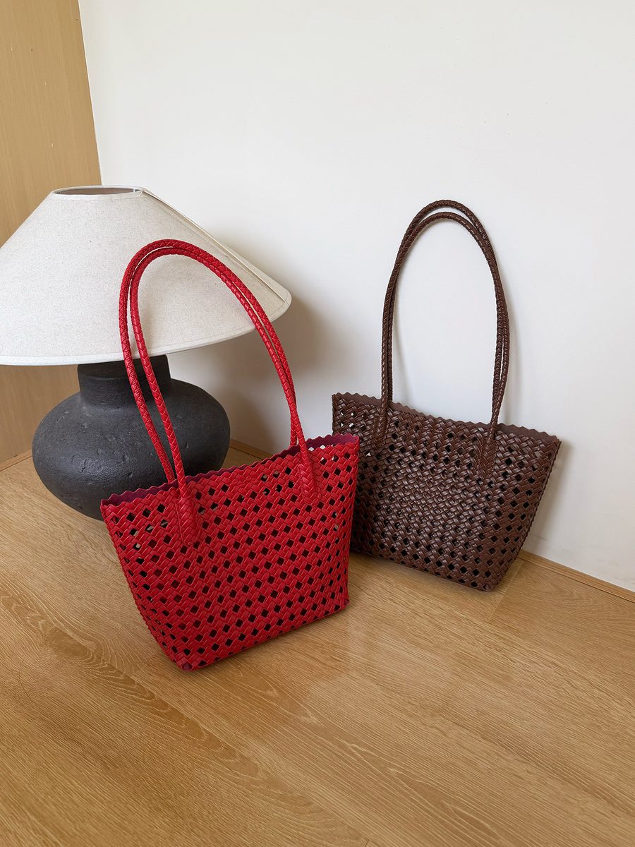 Woven Hollow Out Bucket Bag Top-Handle Tote view 2